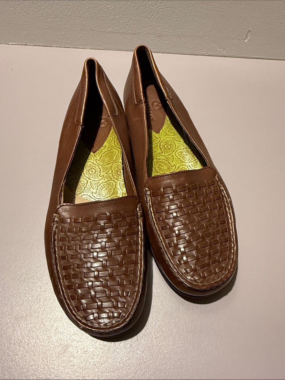 Cole Haan Brown Woven Leather Loafers
